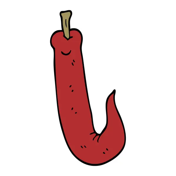 Desenho Animado Doodle Vermelho Pimenta Quente — Vetor de Stock