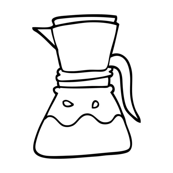 Linjeritning Tecknad Filter Kaffebryggare — Stock vektor