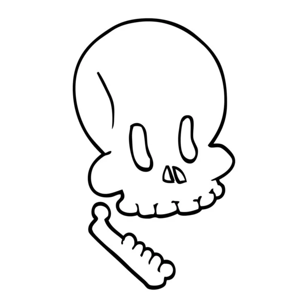 Line Drawing Cartoon Halloween Skull — Stock Vector