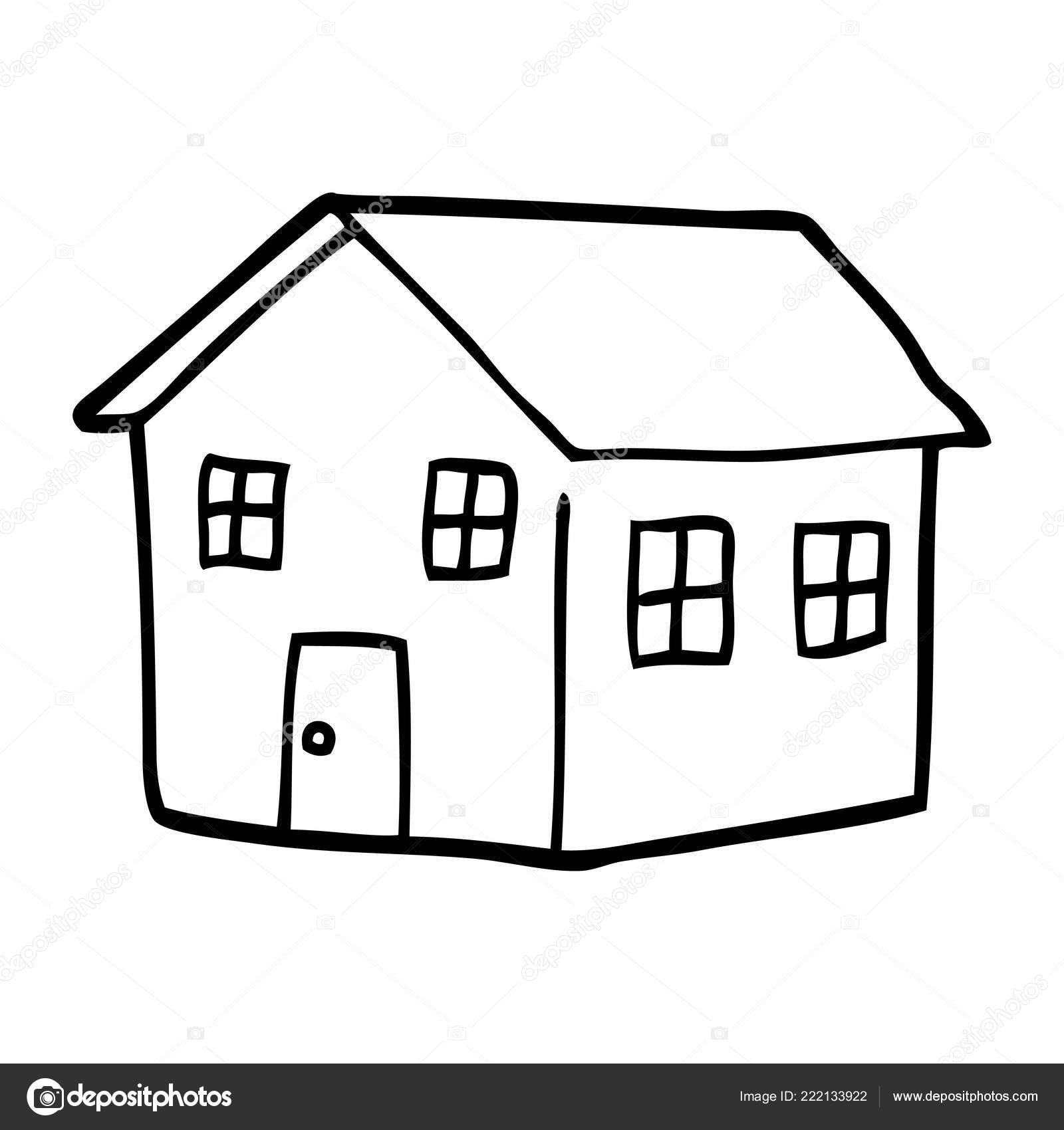 Line Drawing Cartoon Traditional House  Stock Vector 