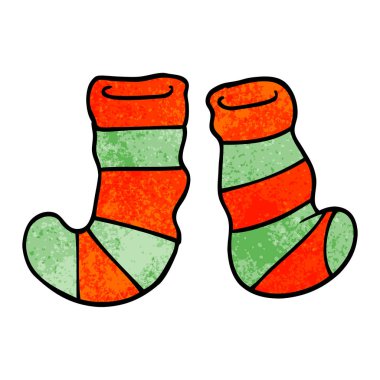 çizgi film doodle çizgili çorap