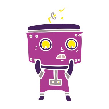 düz renk tarzı çizgi film robot