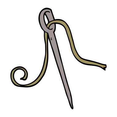 çizgi film doodle iğne ve iplik