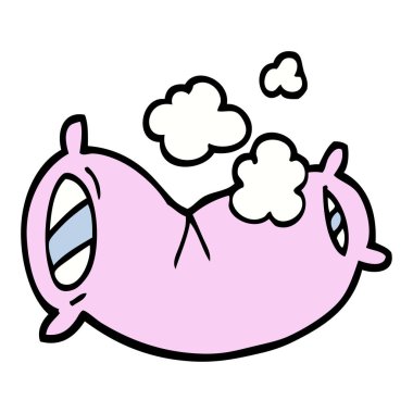 elle çizilmiş doodle tarzı çizgi film kuştüyü yastık