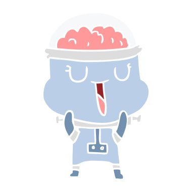 mutlu düz renk tarzı çizgi film robot