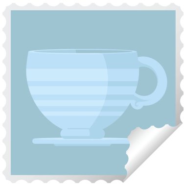 Kahve Kupası grafik kare etiket damga