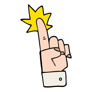 çizgi film doodle işaret eden bir ele