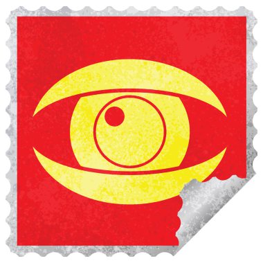 Etiket soyma bakan göz grafik vektör kare