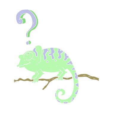 meraklı bukalemun düz renkli çizimi