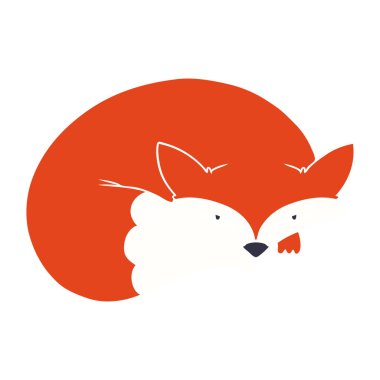 tilki kadar kıvırcık düz renk stil çizgi film