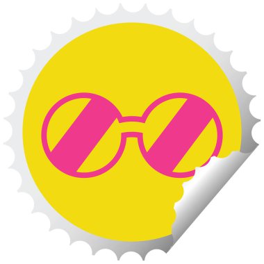 Gözlük grafik vektör çizim dairesel peeling etiket