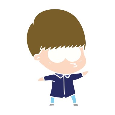 meraklı düz renk stil çizgi film erkek