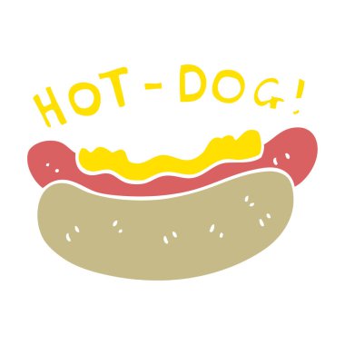 hotdog düz renkli çizimi