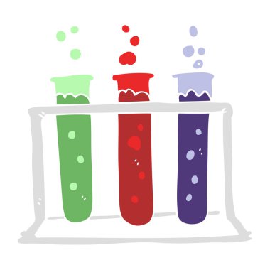 test tüpleri raf düz renkli çizimi