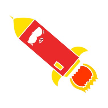 düz renk tarzı çizgi film roket