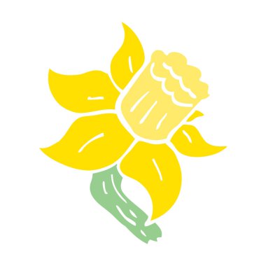 düz renk illüstrasyon karikatür nergis