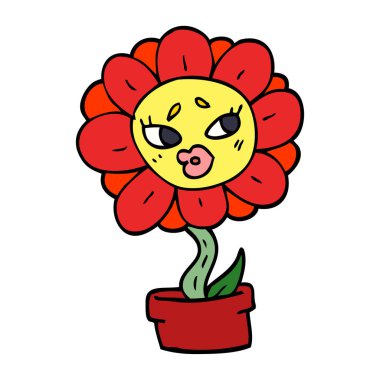 Doodle saksıyı çizgi film