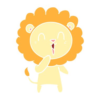 gülen aslan düz renk stil çizgi film