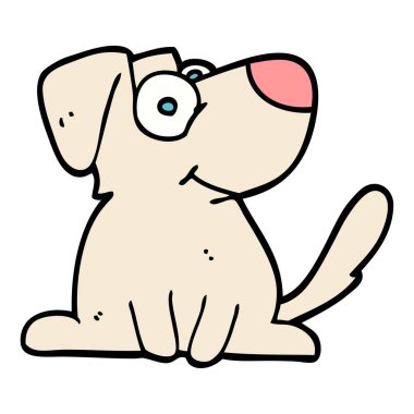 elle çizilmiş doodle stil karikatür mutlu köpek