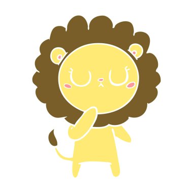 düz renk tarzı çizgi film aslan