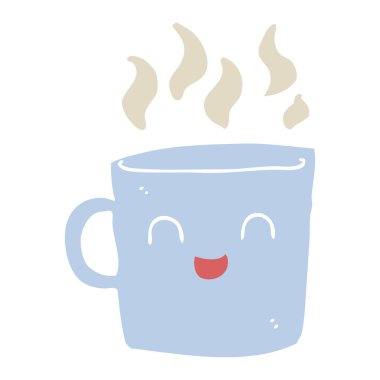 sevimli kahve Kupası düz renk stil çizgi film