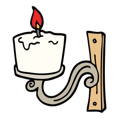 elle çizilmiş doodle tarzı çizgi film eski mumluk