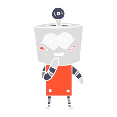 mutlu düz renk tarzı çizgi film robot kıkırdayarak