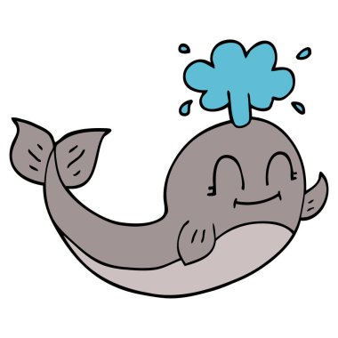 mutlu bir balinanın karikatür doodle