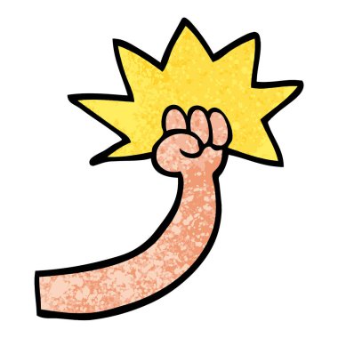 grunge dokulu illüstrasyon karikatür kol yumruk