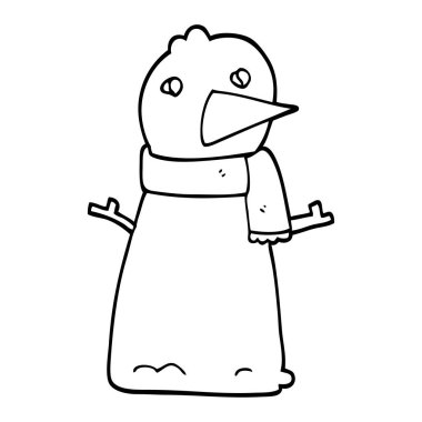 siyah beyaz çizgi film kardan adam