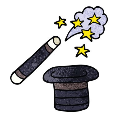 çizgi film doodle büyücüler şapka ve değnek