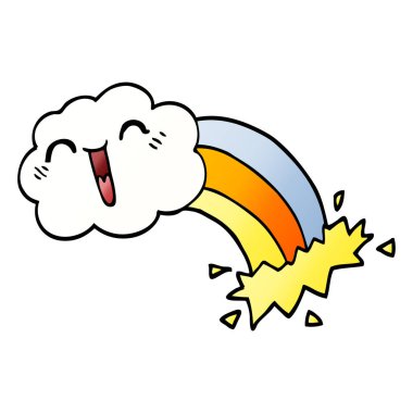 çizgi film doodle mutlu bulut ve gökkuşağı