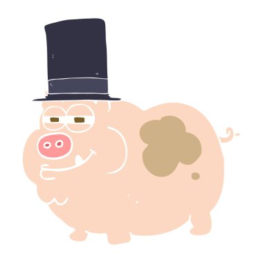 zengin domuz düz renkli çizimi