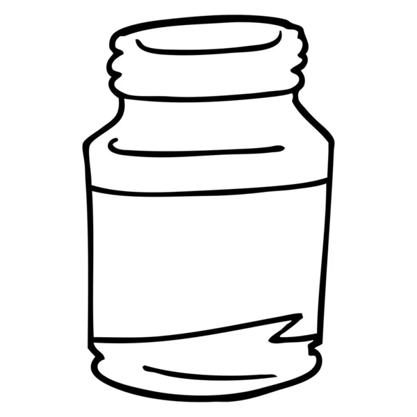 Lijntekening Cartoon Pil Jar — Stockvector