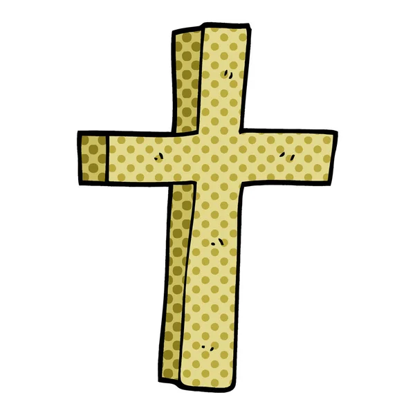Kreskówka Krzyż Drewniany Doodle — Wektor stockowy