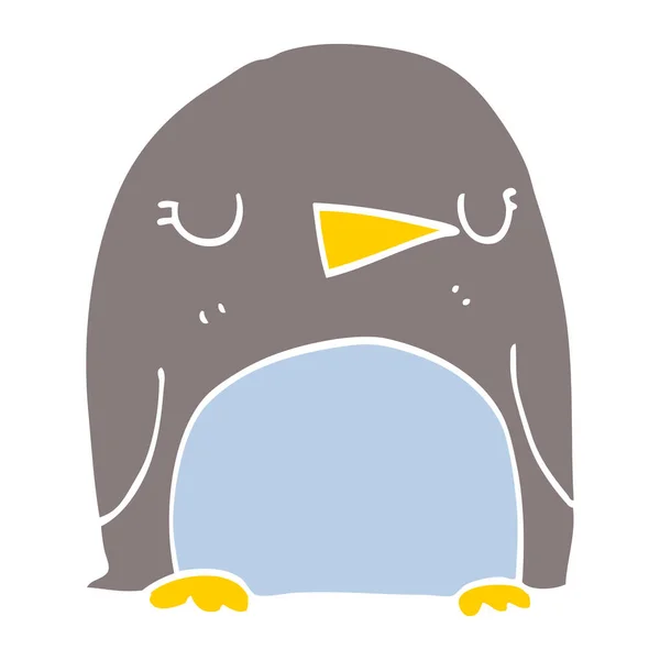 Plochý Barevný Styl Kreslených Tučňák — Stockový vektor