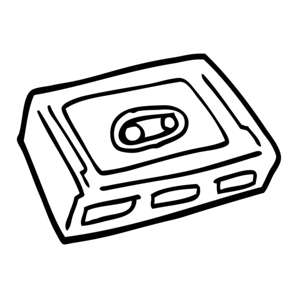 Lijntekening Cartoon Cassette Tapedeck — Stockvector