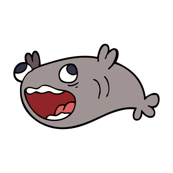 Dessin Animé Gribouille Poisson — Image vectorielle