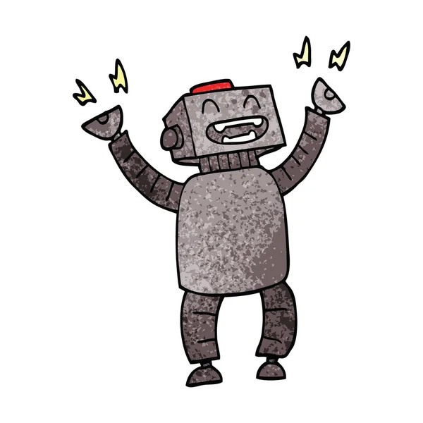 Мультфильм Каракули Счастливый Робот — стоковый вектор