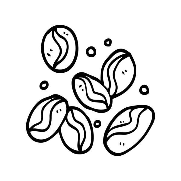 Line Drawing Cartoon Coffee Beans — Stock Vector