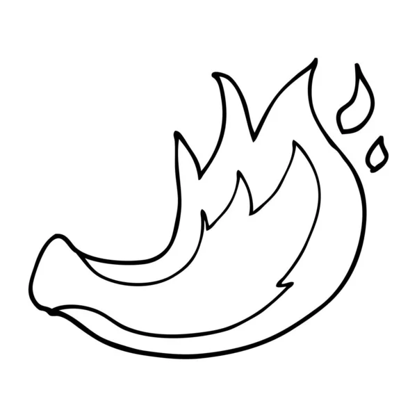 Dessin Ligne Flamme Dessin Animé — Image vectorielle
