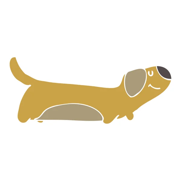 Flat Color Style Cartoon Dog — Stock Vector