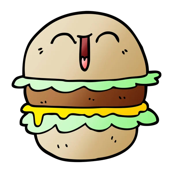 Vektor Színátmenet Illusztráció Rajzfilm Burger — Stock Vector