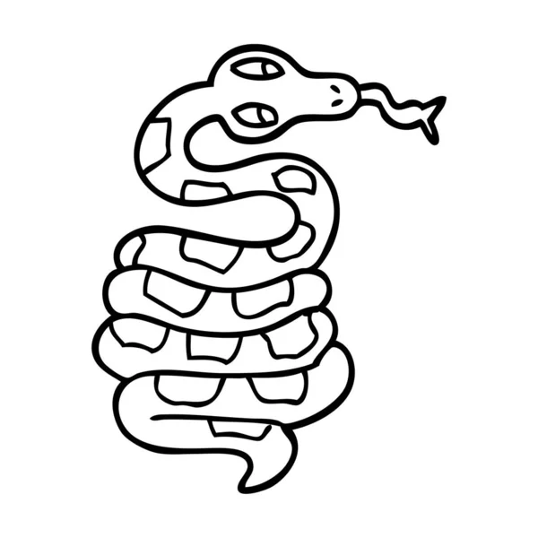 Snake Kreslení Čar Vektorové Ilustrace — Stockový vektor