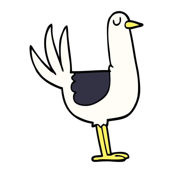 Çizgi Film Doodle Uzun Boylu Kuş — Stok Vektör