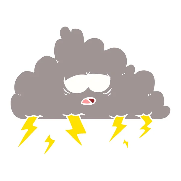 Cor Plana Estilo Cartoon Tempestade Nuvem — Vetor de Stock