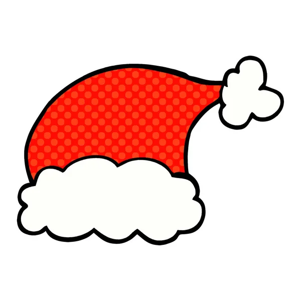 Cartone Animato Cappello Doodle Santa — Vettoriale Stock