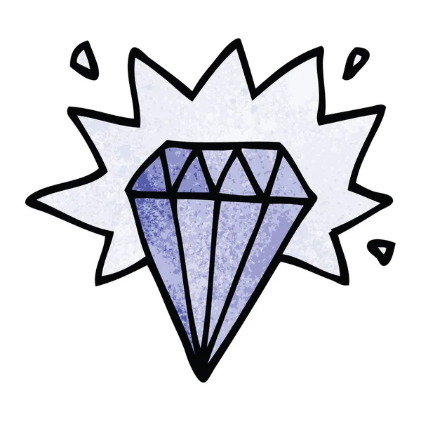 Desenho Animado Doodle Tatuagem Diamante —  Vetores de Stock