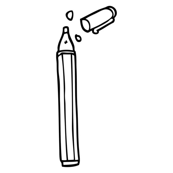 Line Drawing Cartoon Office Pen — Stock Vector