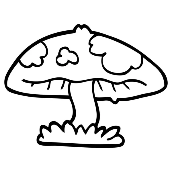 Linienzeichnung Cartoon Pilz — Stockvektor